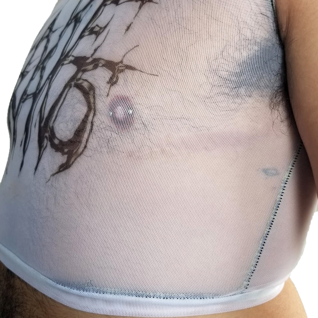 Fake Trans Mesh Crop Top