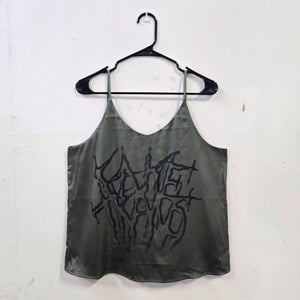 Fake Trans Olive Silk Tank