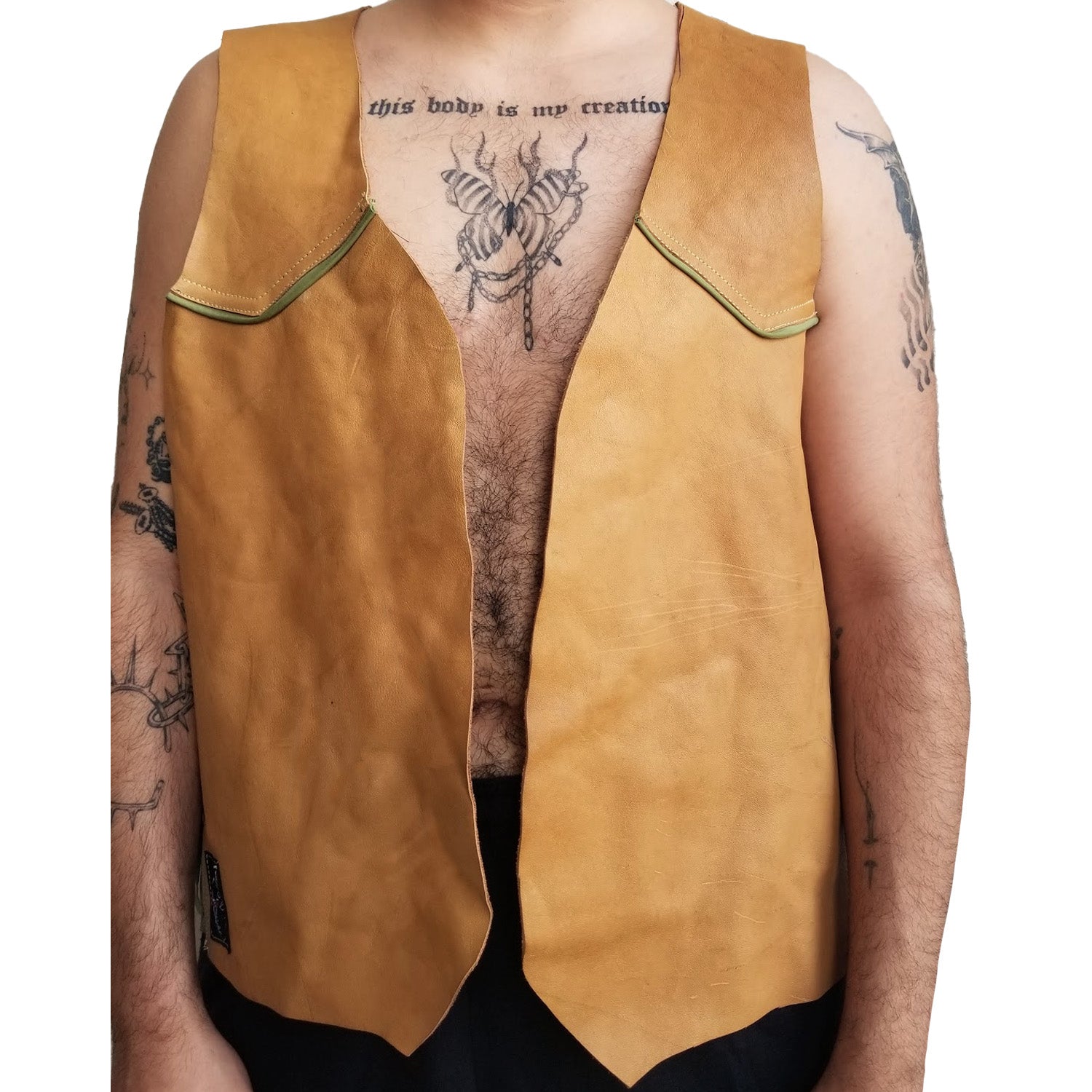 Fake Trans Tan Leather Vest