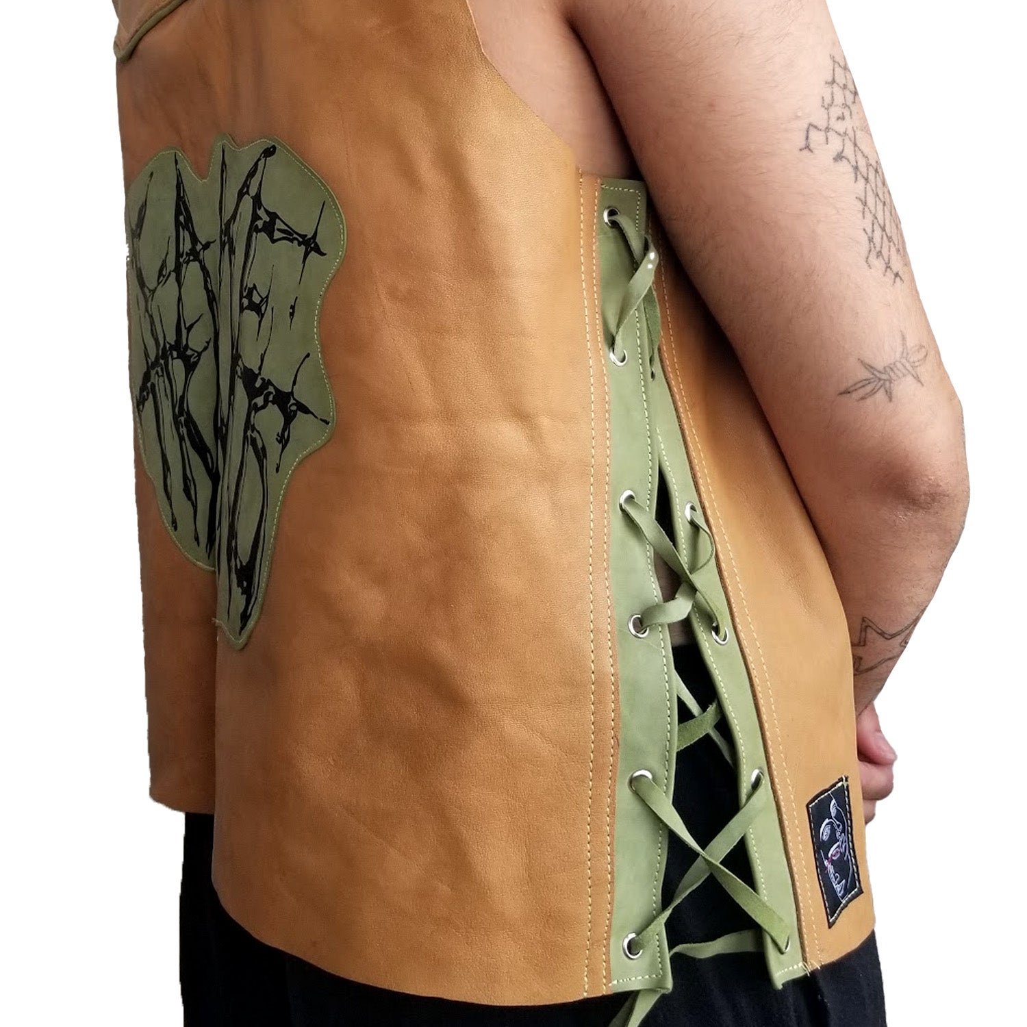 Fake Trans Tan Leather Vest