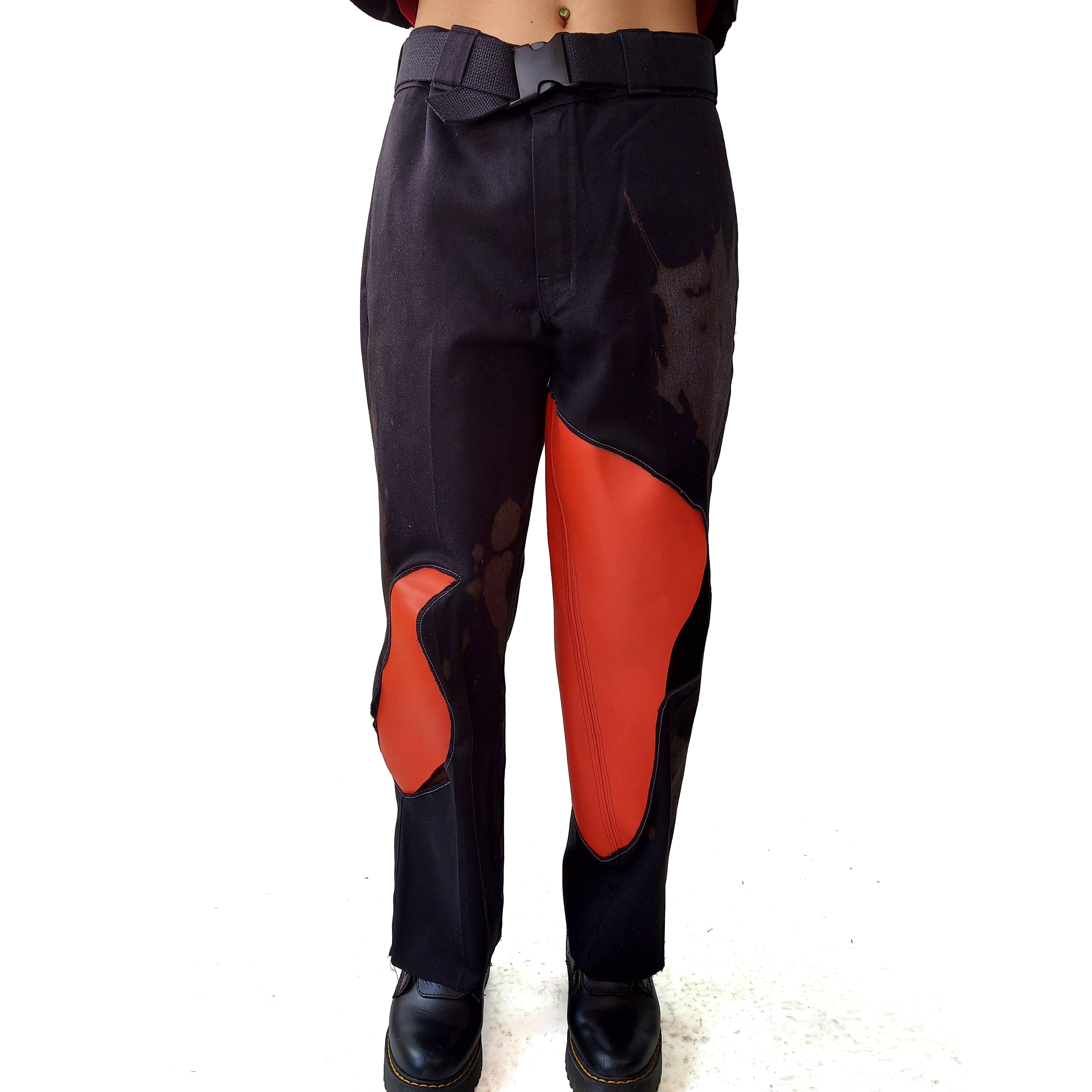 Black x Orange Hole Pants