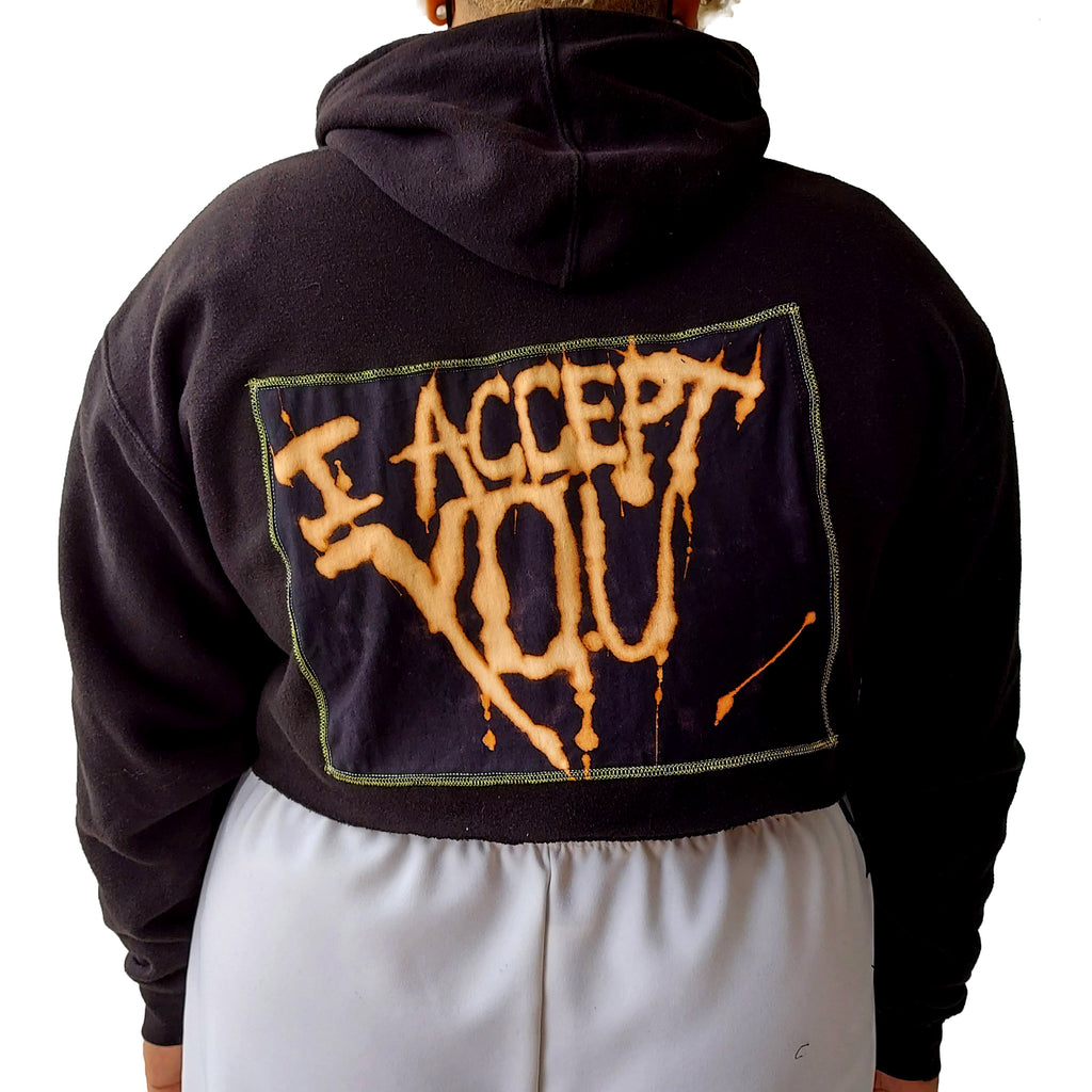 Fake Trans Black Crop Hoodie