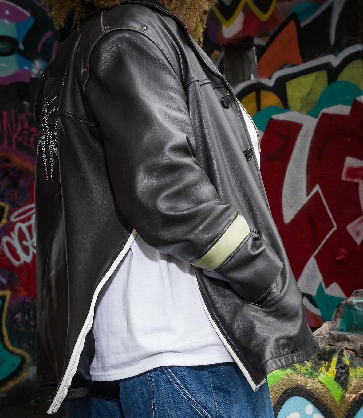 Fake Trans Split Leather Jacket