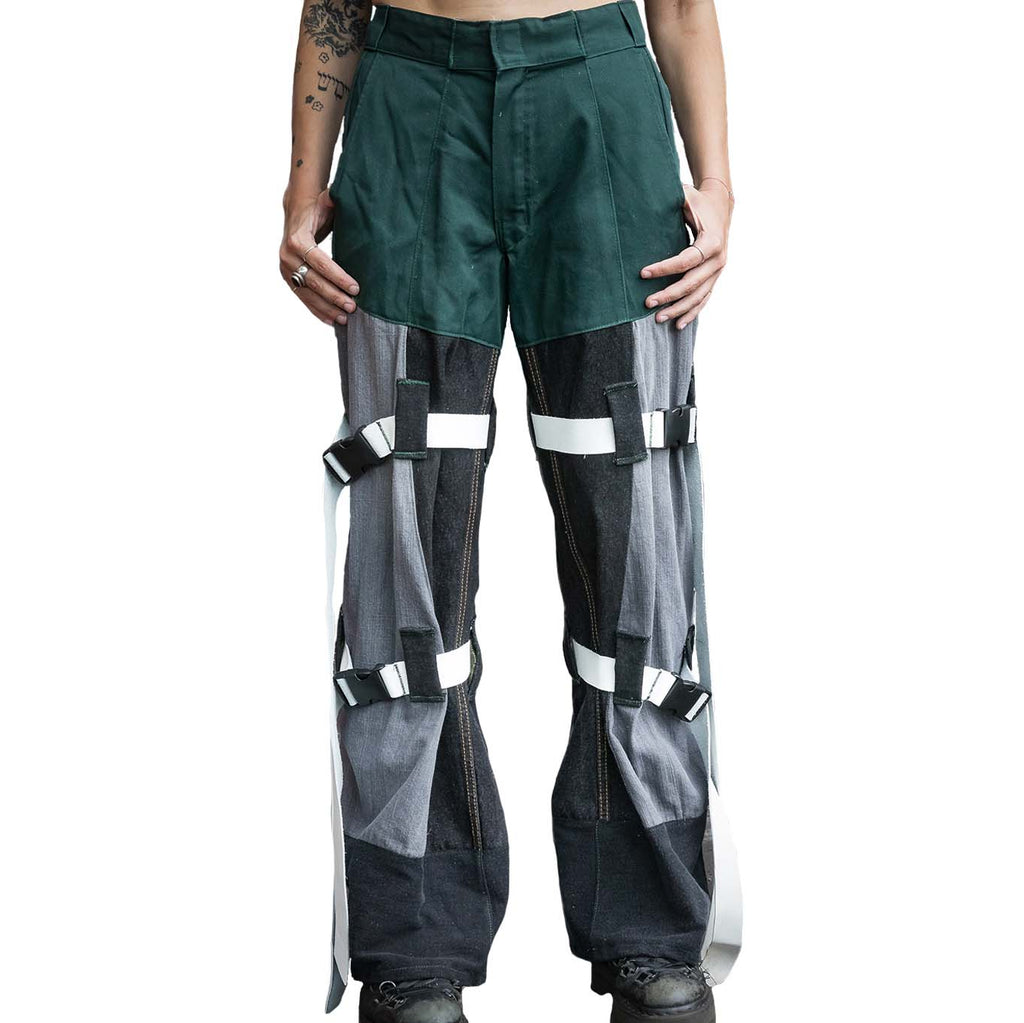 Green x Black Strap Pants