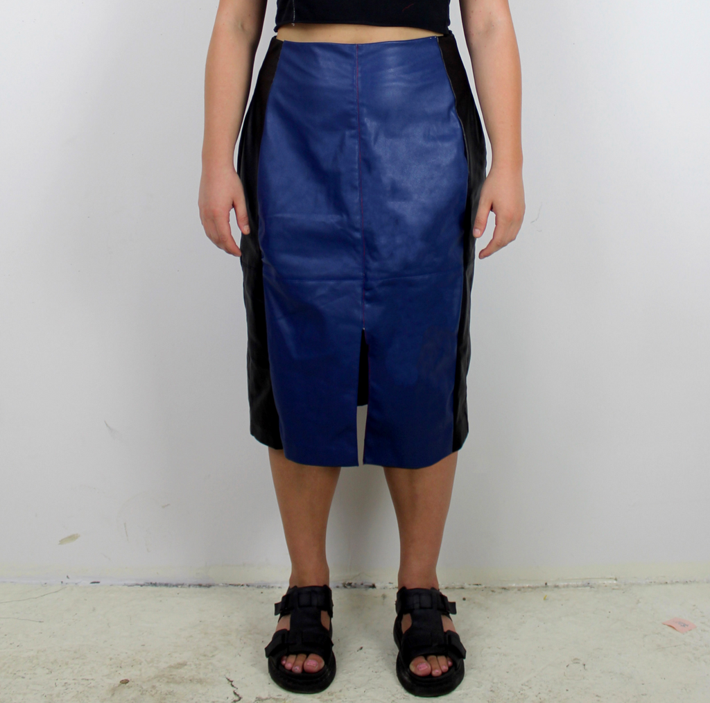Black and Blue Leather Skirt