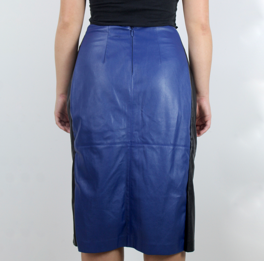 Black and Blue Leather Skirt