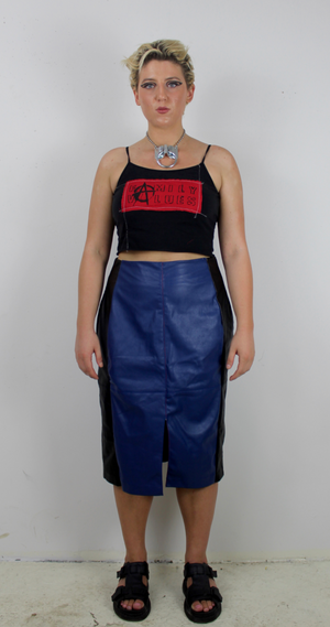 Black and Blue Leather Skirt
