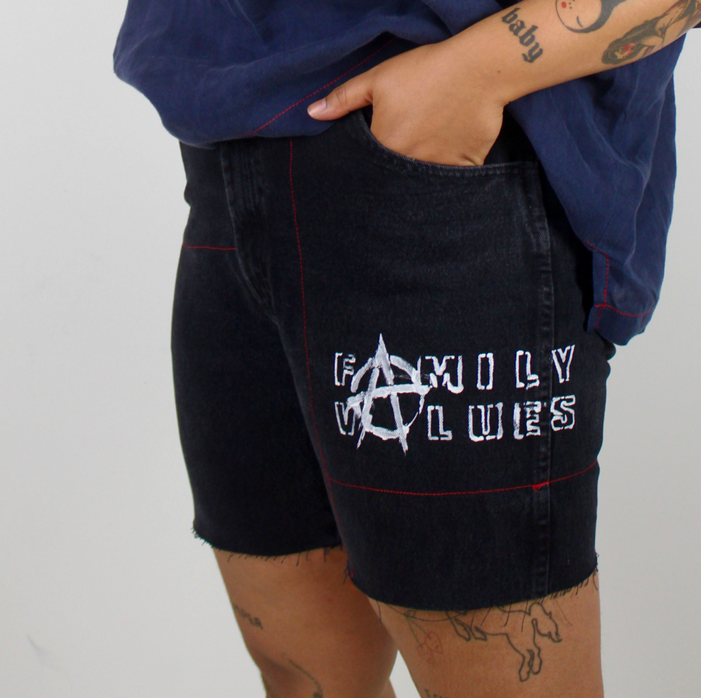 FV Logo Denim Black Shorts