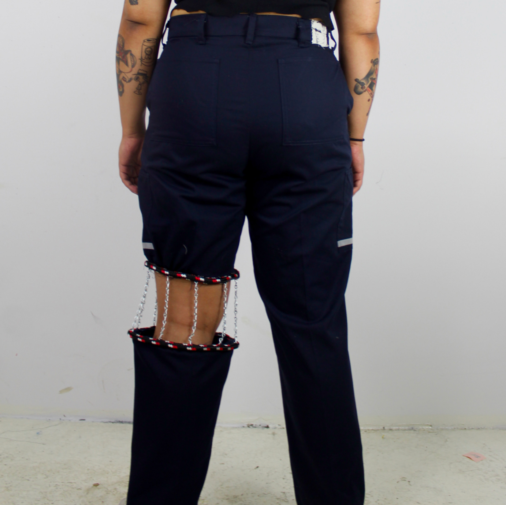 Navy Chain Construction Pant